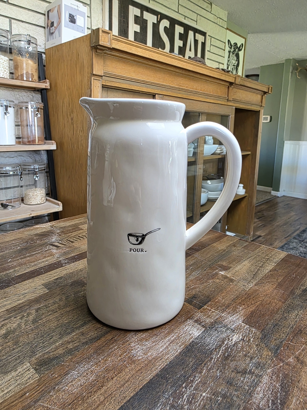 Rae Dunn White "POUR." Ceramic Pitcher